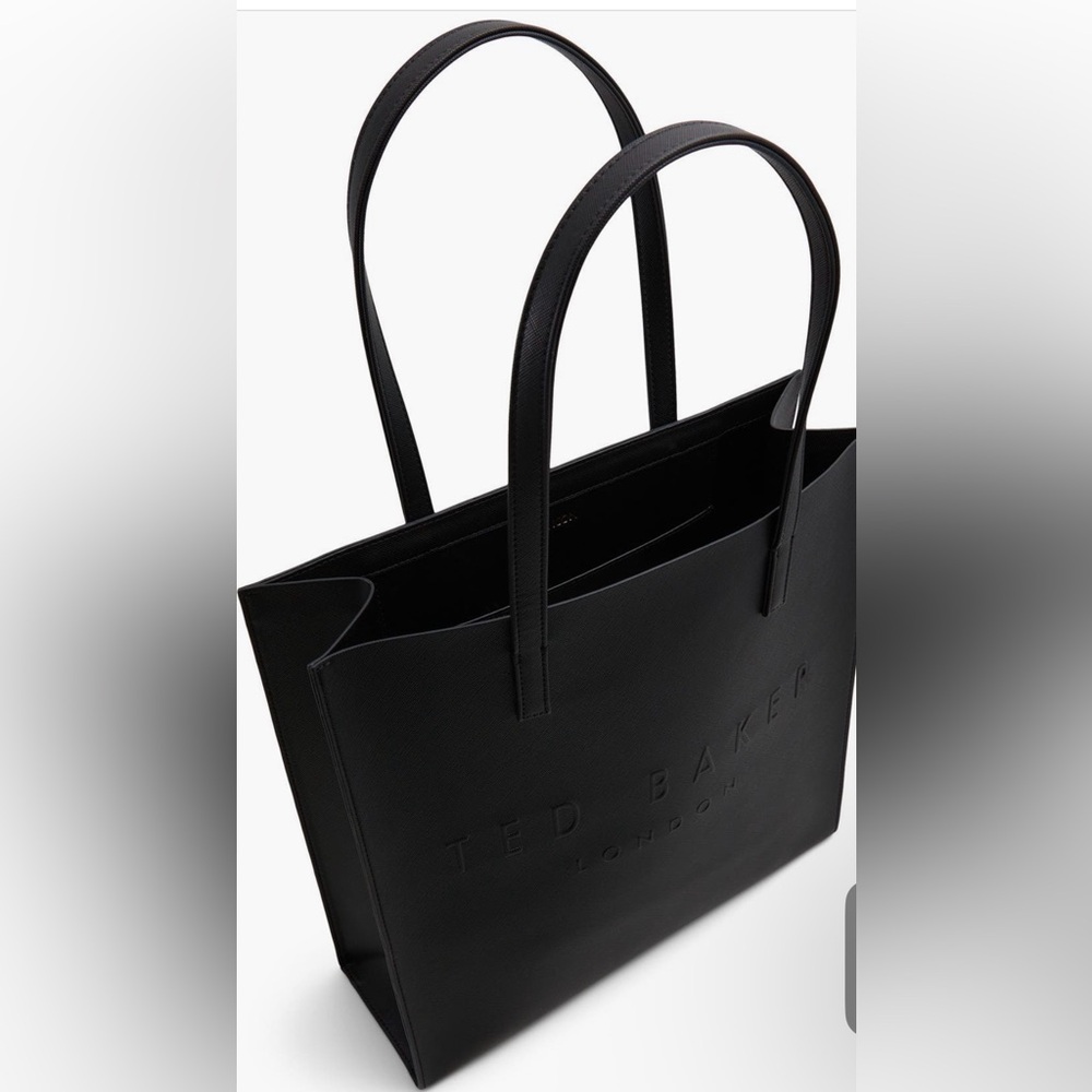 Ted Baker Black Embossed Logo Leather Tote - Picture 3 of 5